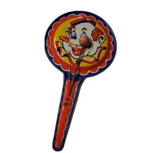 Vintage Kirchhoff  Happy Clown Metal Paddle Double Sided Rattle Noisemaker